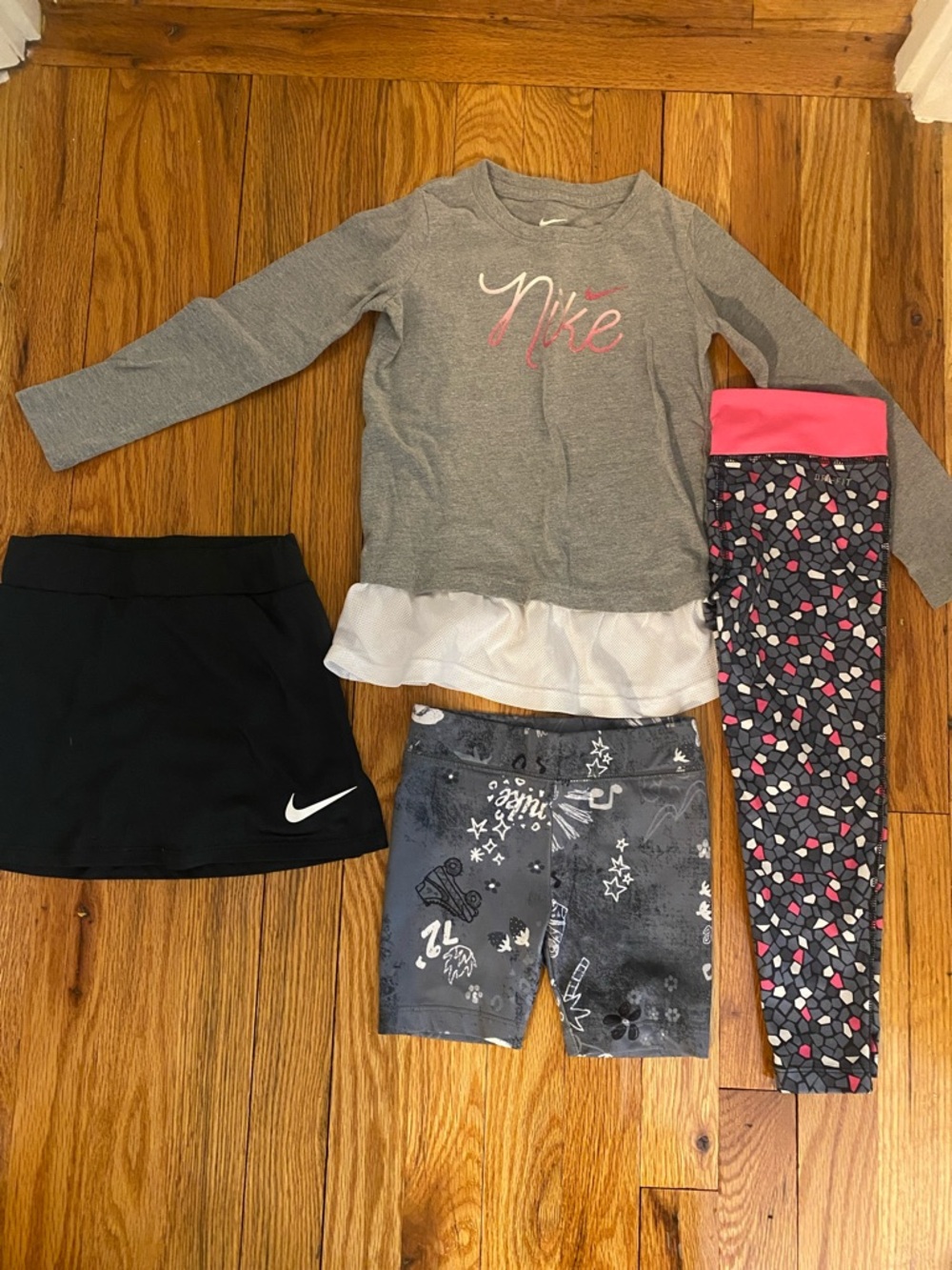 Nike Gray Top with Pink Accents & Black Skort Set